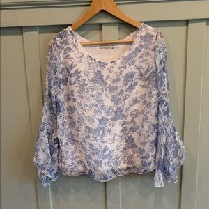 Viola Borghi Silk Blue Floral Blouse – Medium ✨